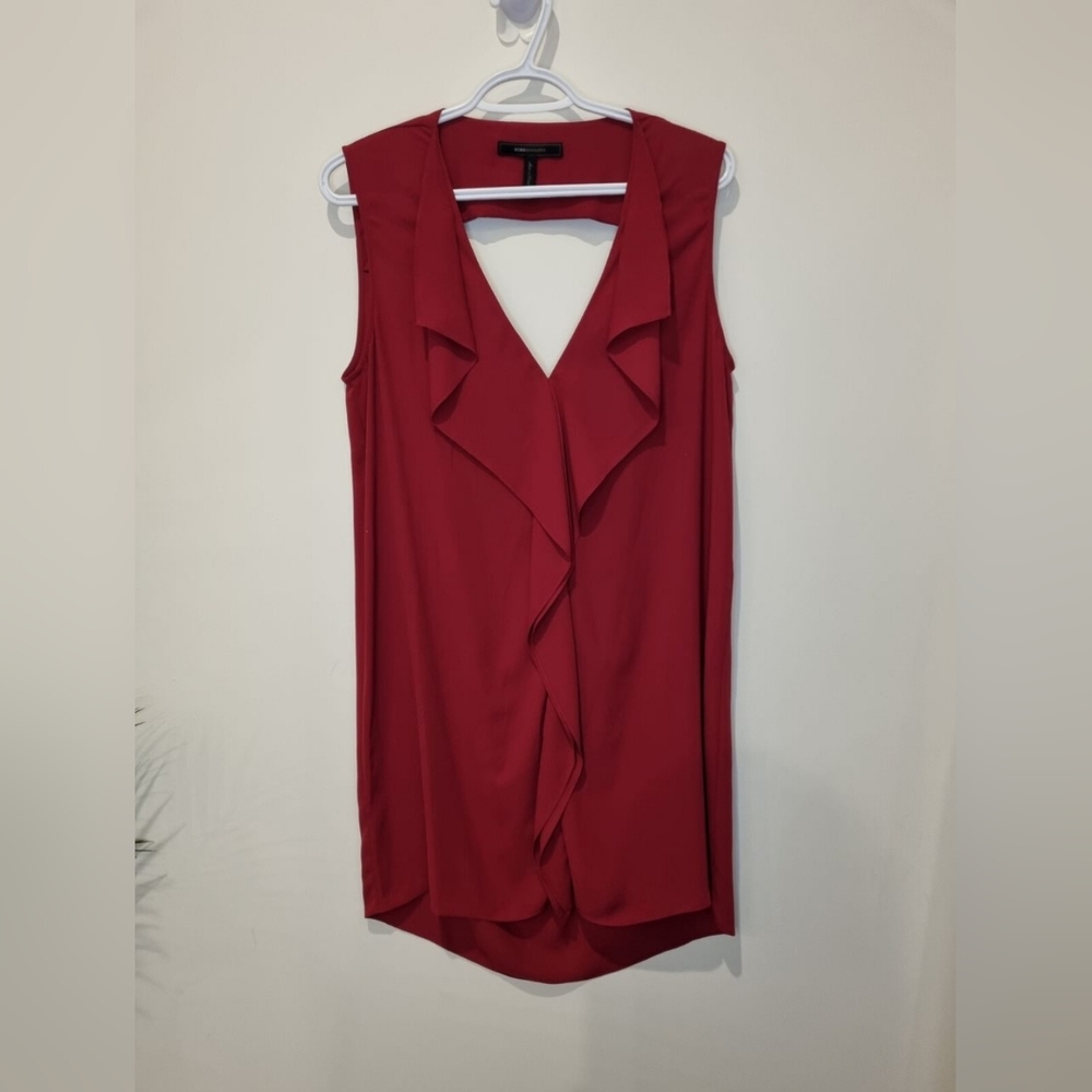 BCBG burgundy cowl back tunic dress size M
